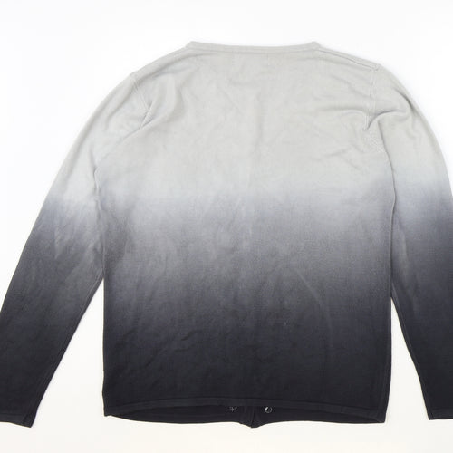 Reflect Collection Womens Grey Round Neck Acrylic Cardigan Jumper Size S - Ombré