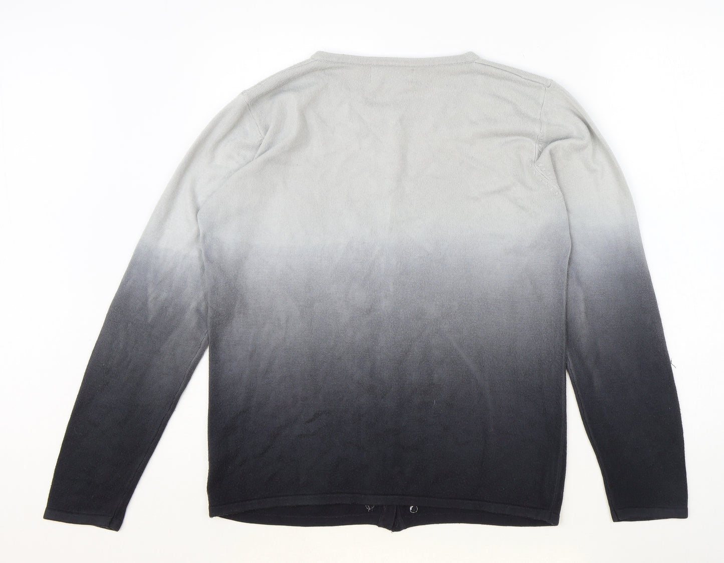 Reflect Collection Womens Grey Round Neck Acrylic Cardigan Jumper Size S - Ombré