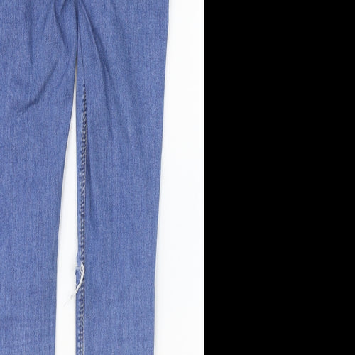 Topshop Womens Blue Cotton Skinny Jeans Size 30 in Regular Zip