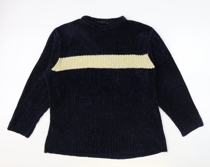 Duke Womens Blue Round Neck Acrylic Pullover Jumper Size L