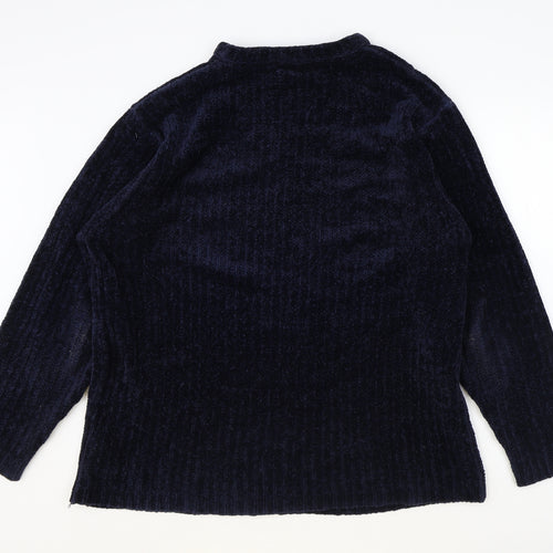 Duke Womens Blue Round Neck Acrylic Pullover Jumper Size L