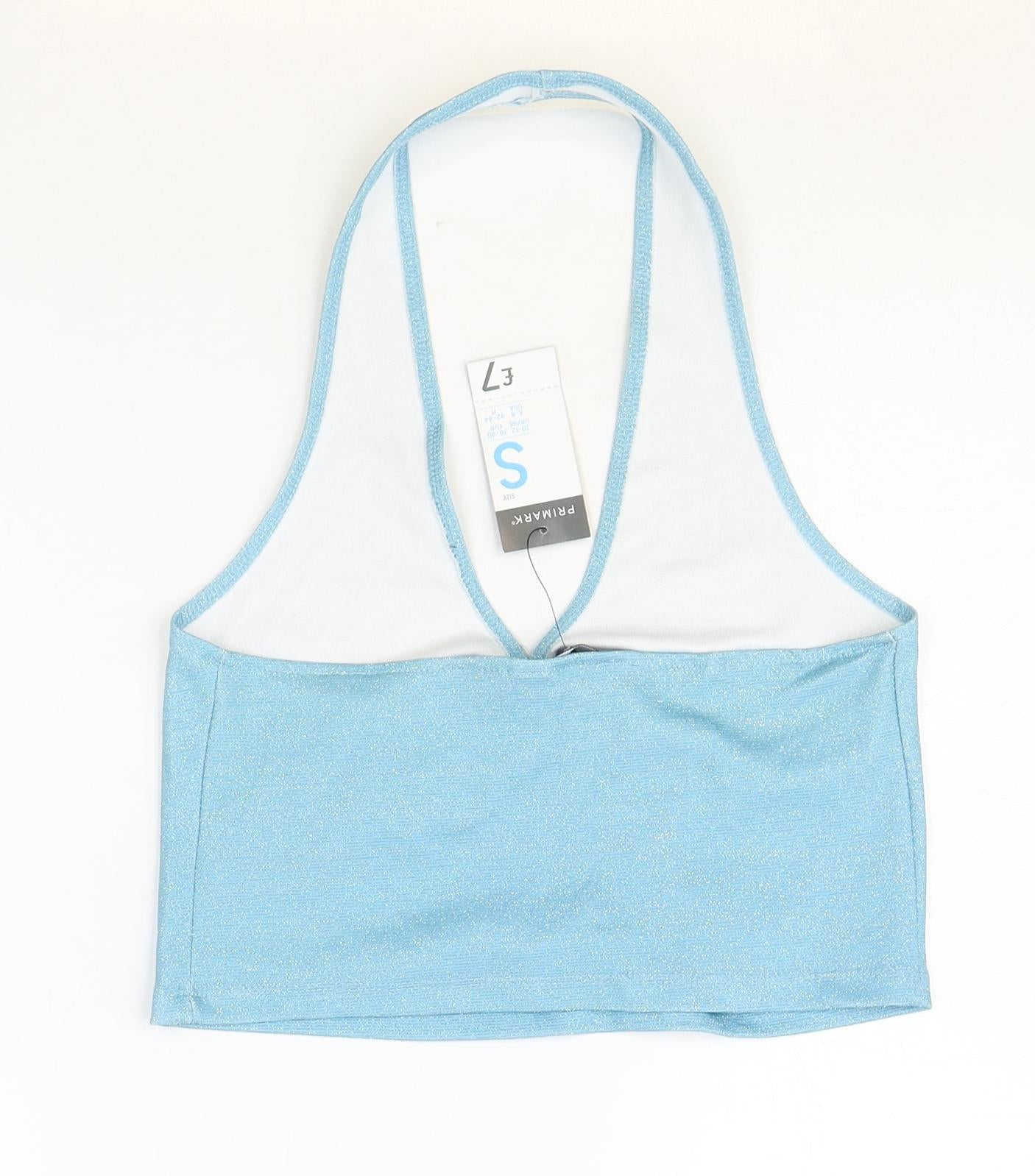Primark Womens Blue Polyester Cropped Tank Size S Halter