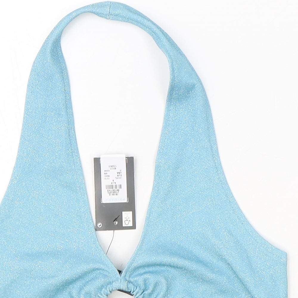 Primark Womens Blue Polyester Cropped Tank Size S Halter