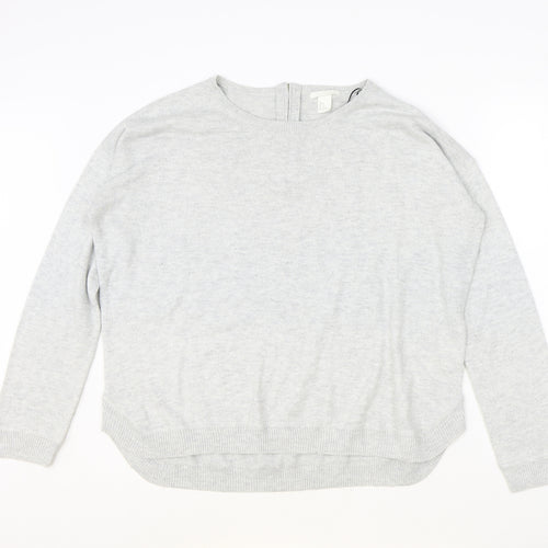 H&M Womens Grey Round Neck Acrylic Pullover Jumper Size M