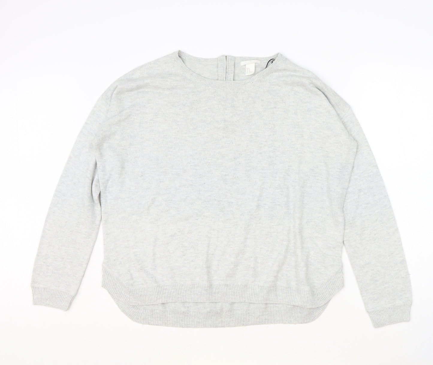 H&M Womens Grey Round Neck Acrylic Pullover Jumper Size M
