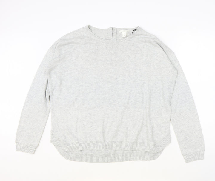 H&M Womens Grey Round Neck Acrylic Pullover Jumper Size M