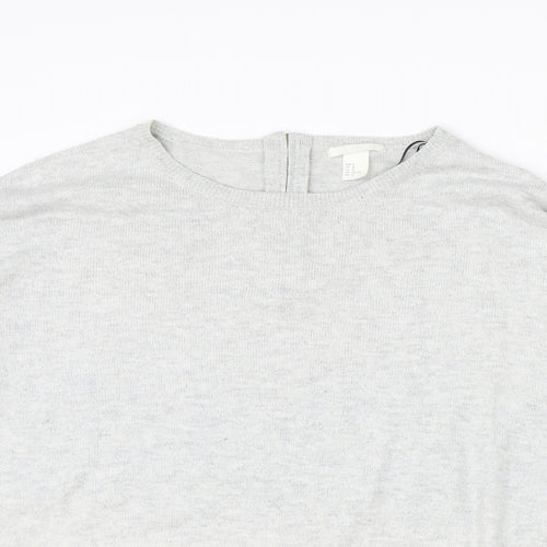 H&M Womens Grey Round Neck Acrylic Pullover Jumper Size M