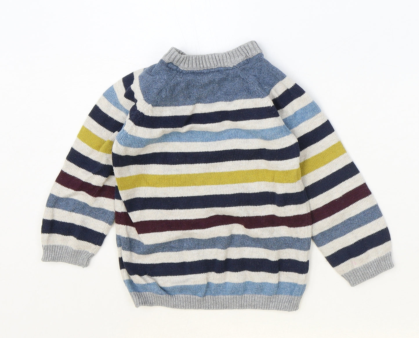 H&M Baby Multicoloured Striped 100% Cotton Pullover Jumper Size 12-18 Months Button