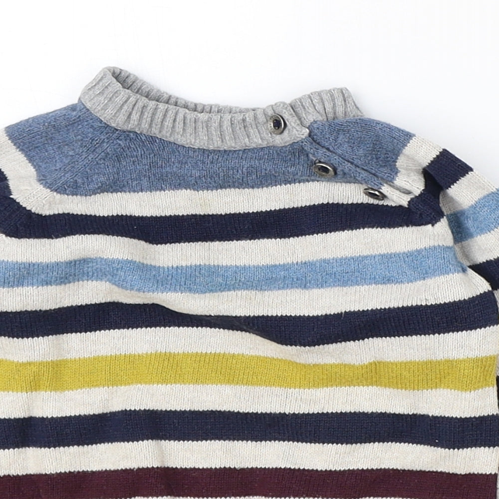 H&M Baby Multicoloured Striped 100% Cotton Pullover Jumper Size 12-18 Months Button