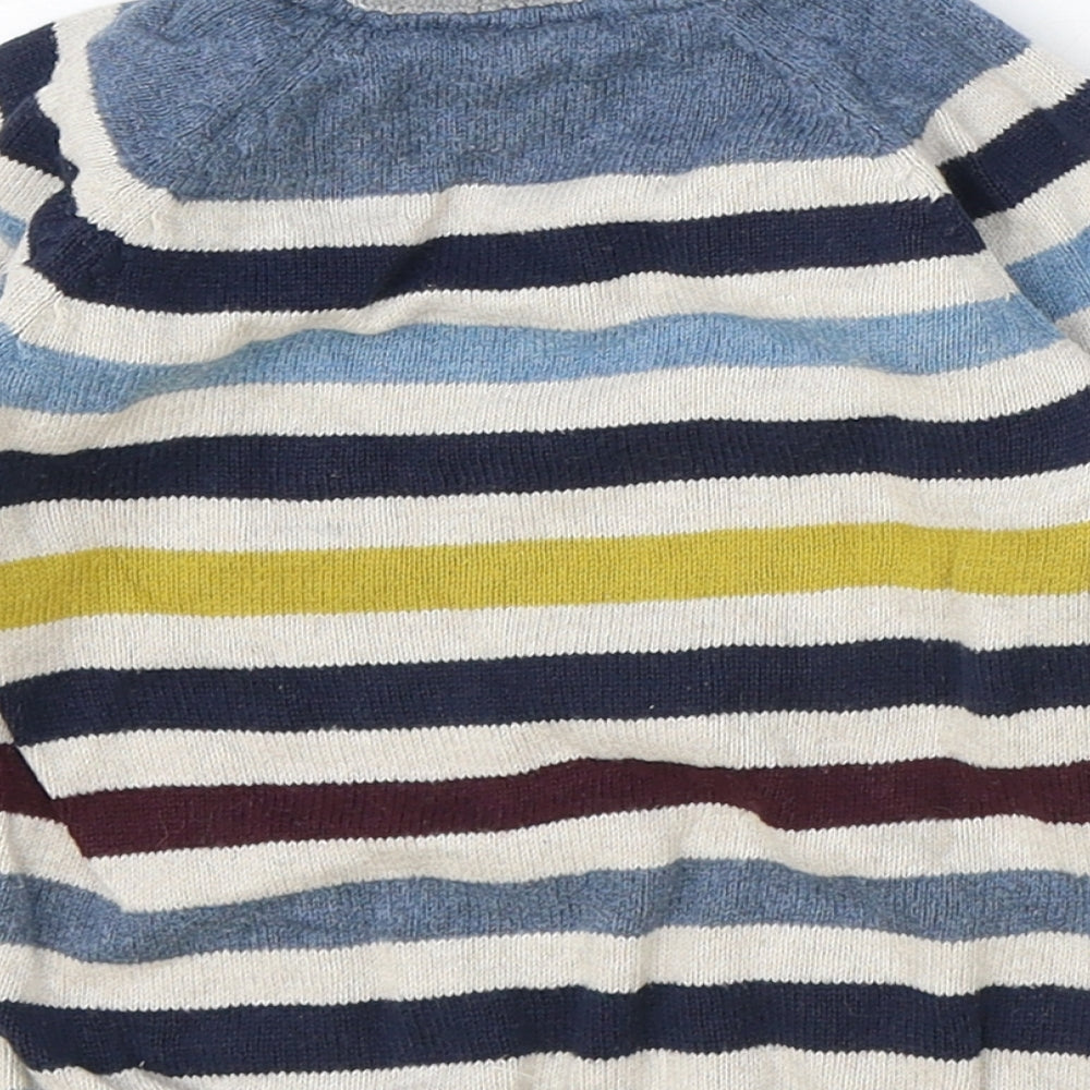 H&M Baby Multicoloured Striped 100% Cotton Pullover Jumper Size 12-18 Months Button