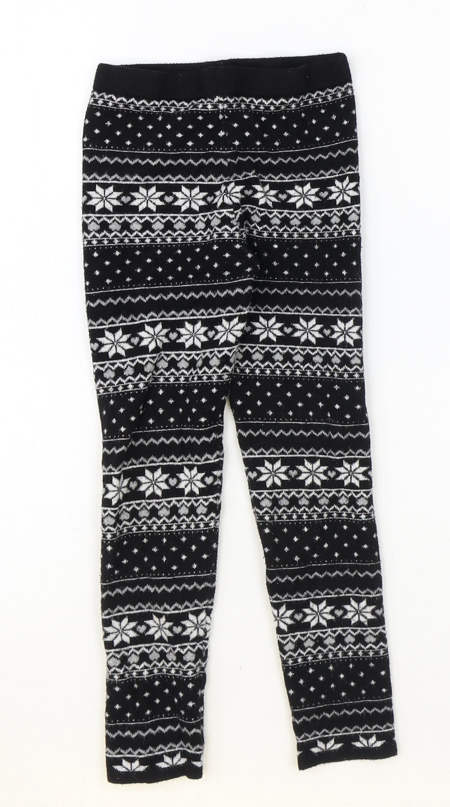 Primark Girls Black Fair Isle Viscose Jogger Trousers Size 8-9 Years Regular Pullover - Leggings