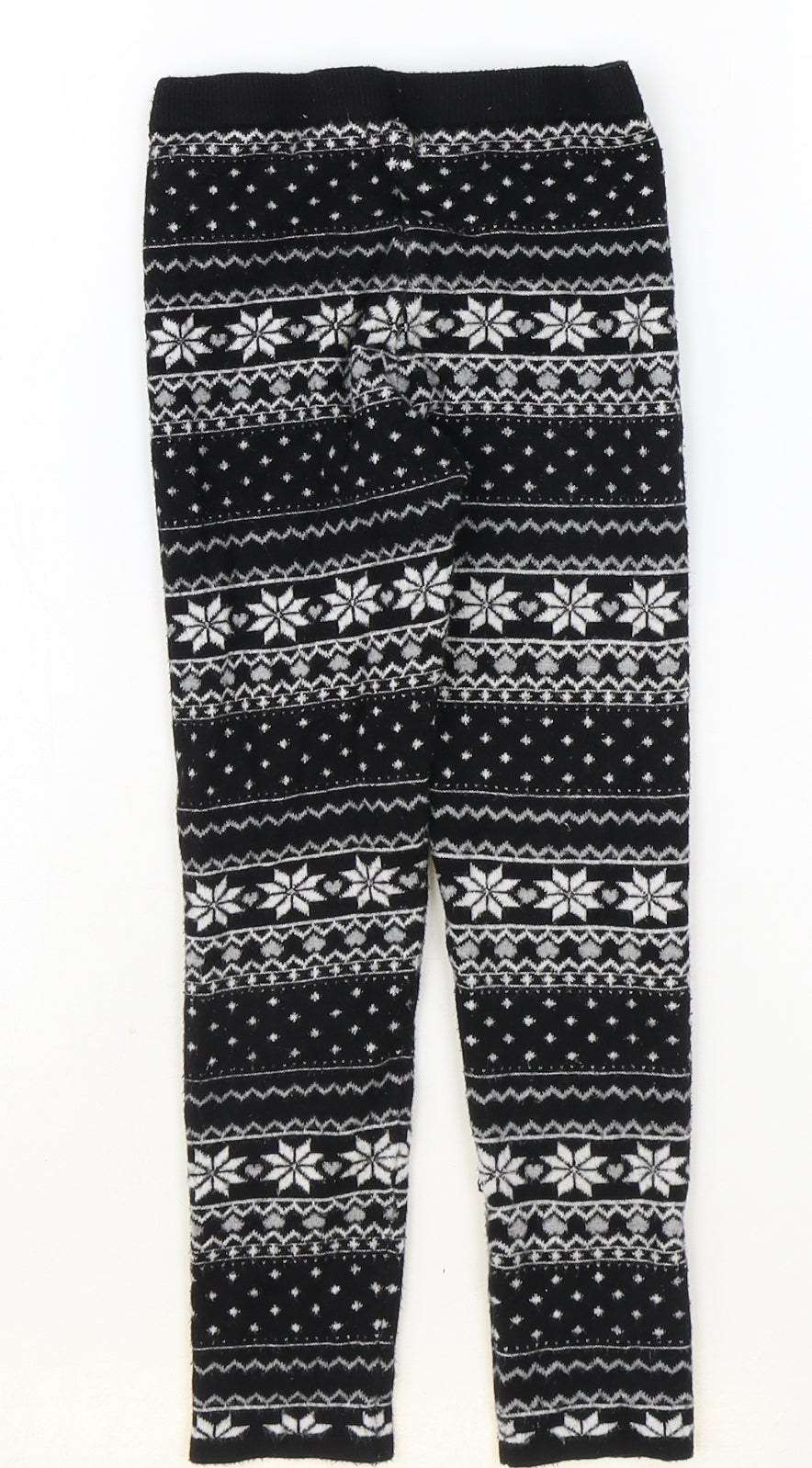 Primark Girls Black Fair Isle Viscose Jogger Trousers Size 8-9 Years Regular Pullover - Leggings