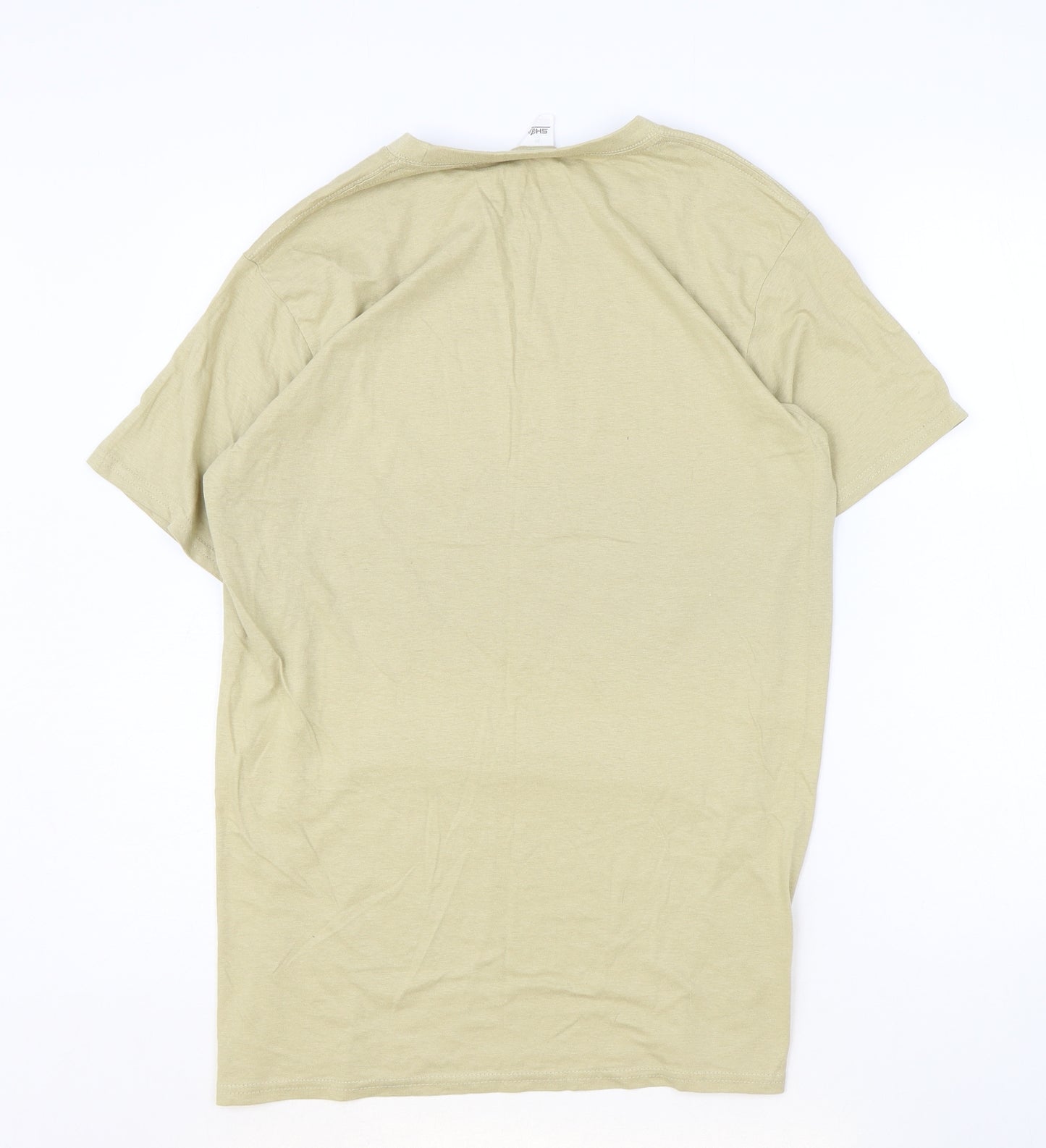 Shok Womens Brown 100% Cotton Basic T-Shirt Size M Round Neck - Ying Yang