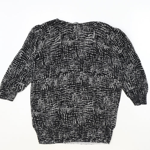 BHS Womens Black Round Neck Geometric 100% Cotton Pullover Jumper Size 16