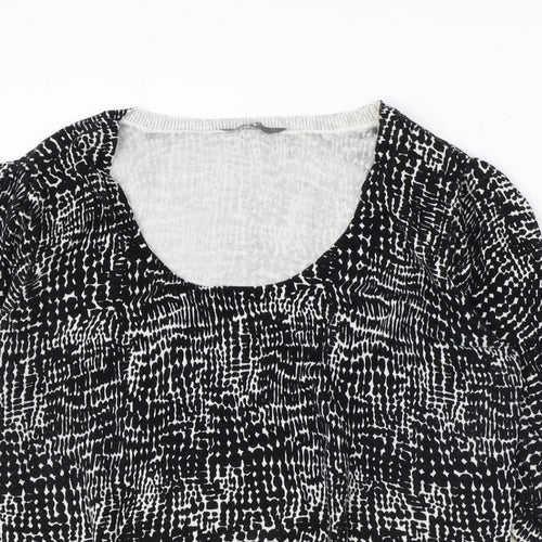 BHS Womens Black Round Neck Geometric 100% Cotton Pullover Jumper Size 16