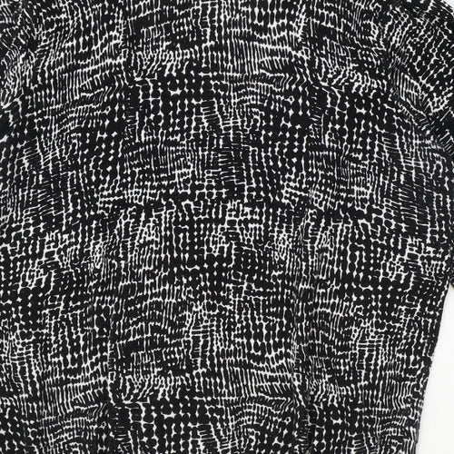BHS Womens Black Round Neck Geometric 100% Cotton Pullover Jumper Size 16