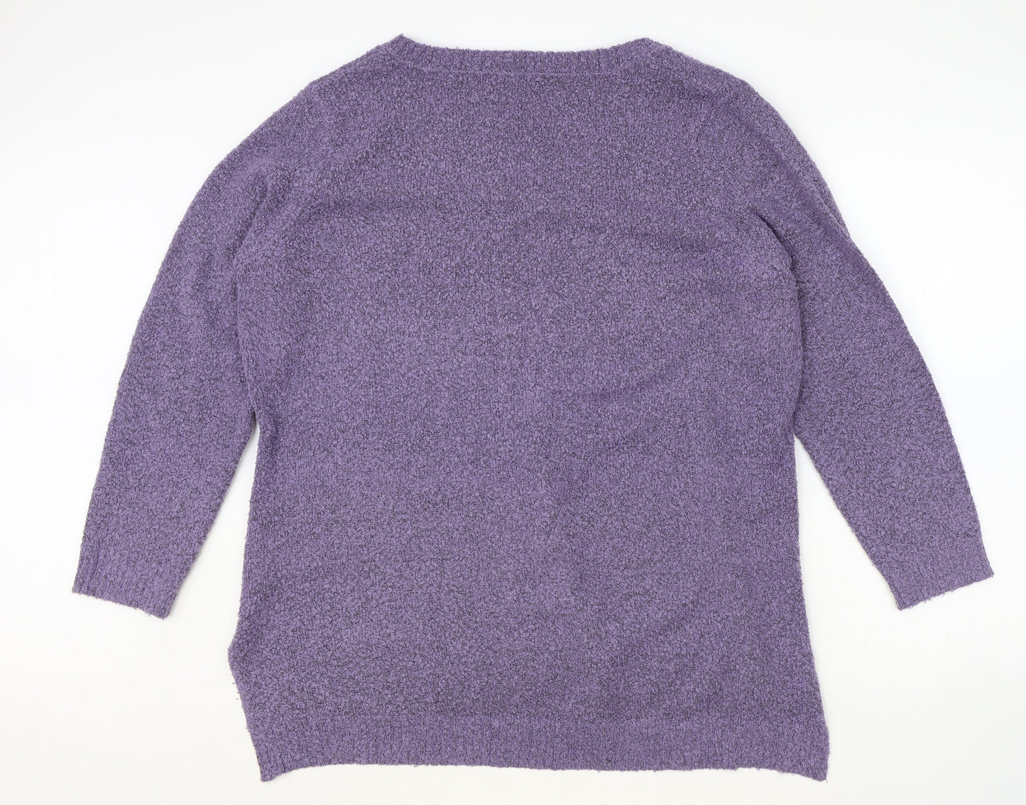 M&Co Womens Purple V-Neck Acrylic Pullover Jumper Size 24