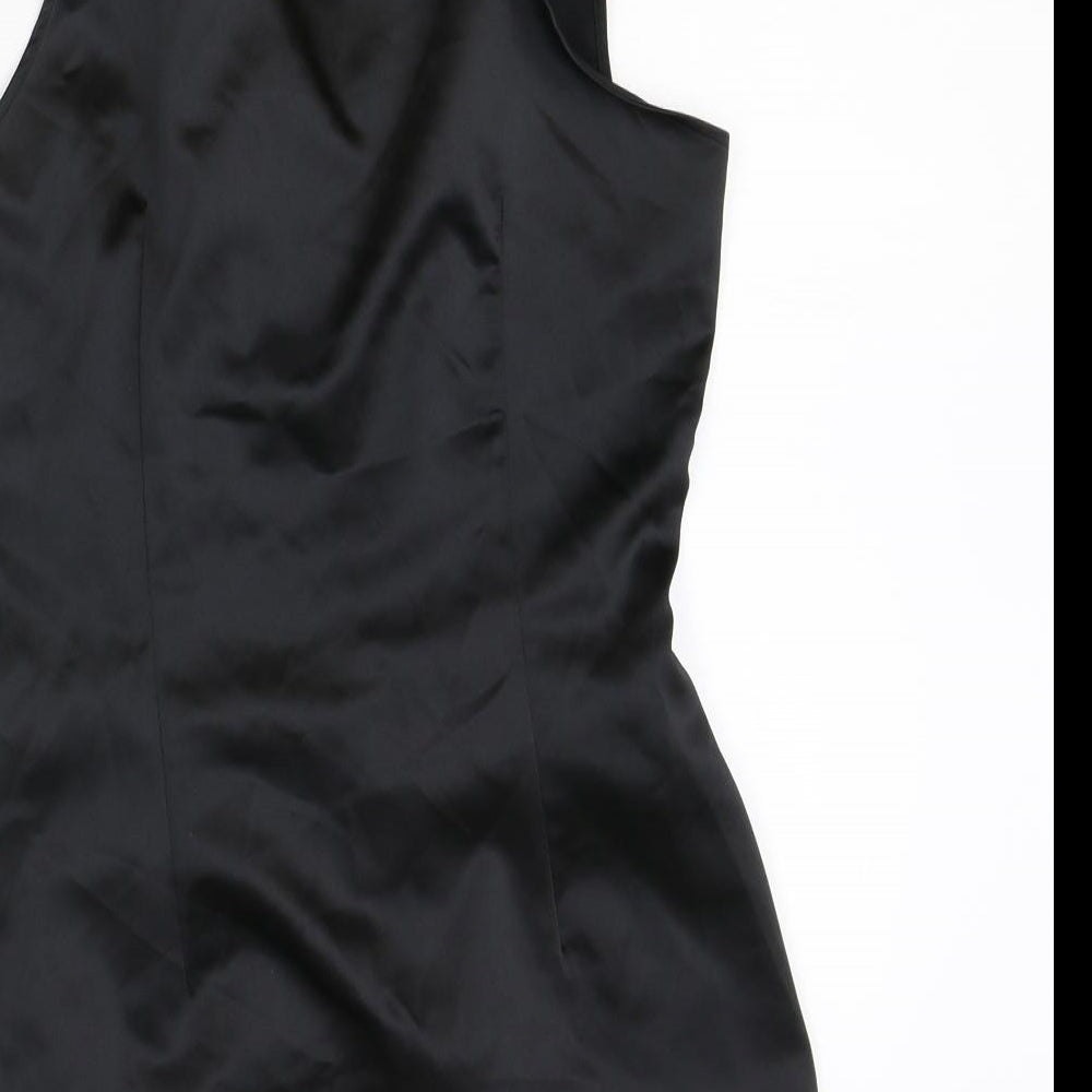 Zara Womens Black Polyester Shirt Dress Size M V-Neck Button