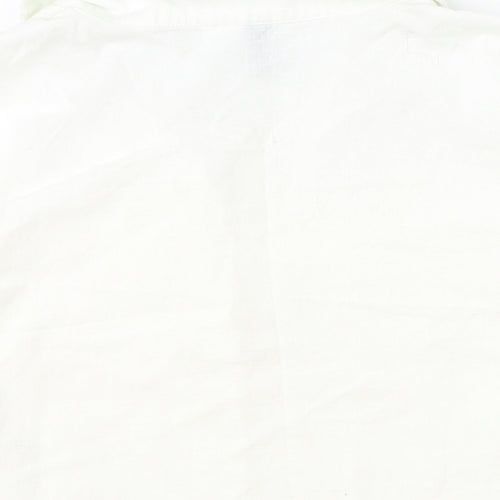 Divided Womens Ivory Cotton Cropped Button-Up Size S Collared