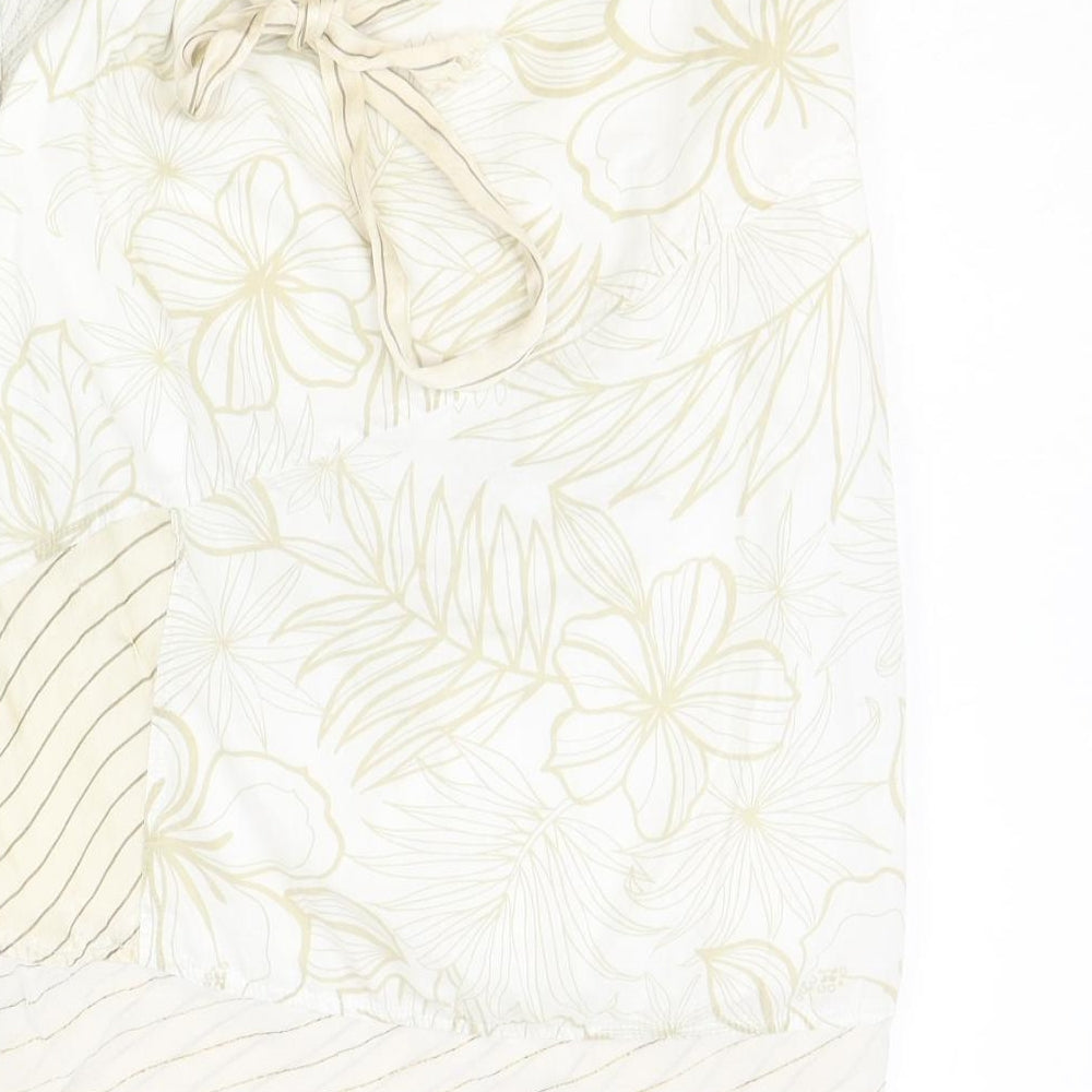 Villa Womens Ivory Floral Polyester Swing Skirt Size S Tie