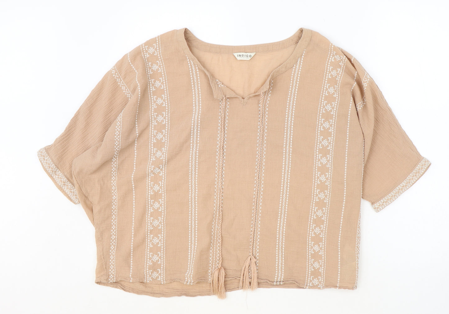 Marks and Spencer Womens Pink Cotton Basic Blouse Size 12 V-Neck