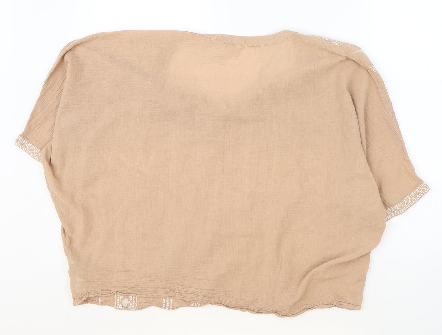 Marks and Spencer Womens Pink Cotton Basic Blouse Size 12 V-Neck