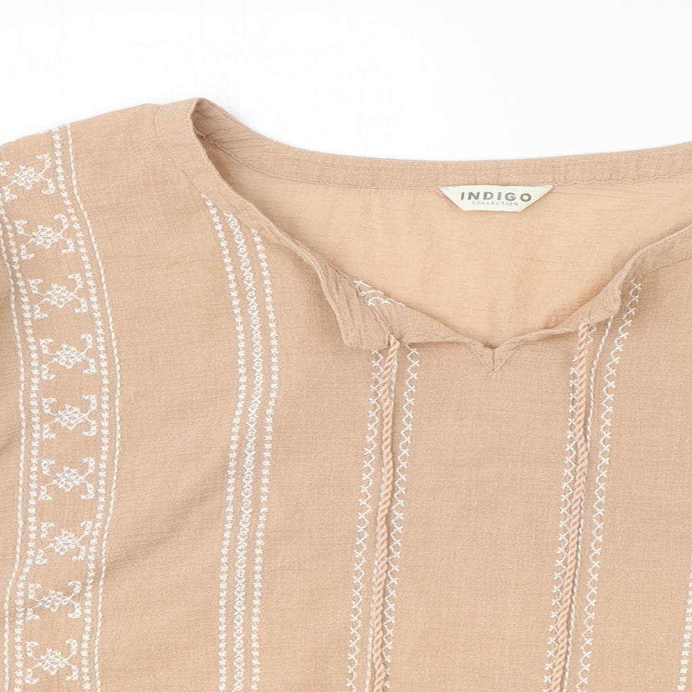 Marks and Spencer Womens Pink Cotton Basic Blouse Size 12 V-Neck