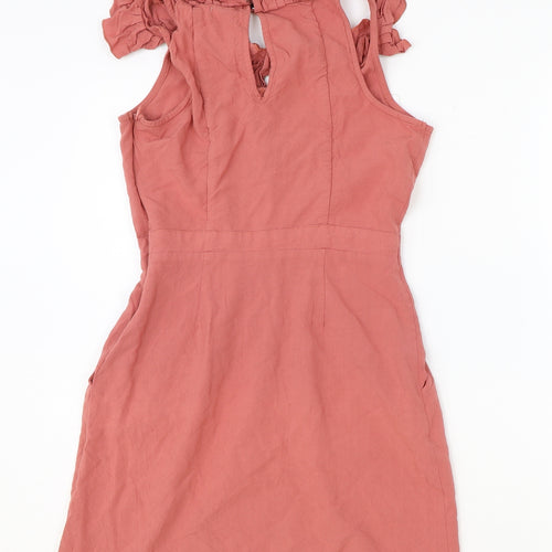 Pins and Needles Womens Pink Rayon A-Line Size S Scoop Neck Button