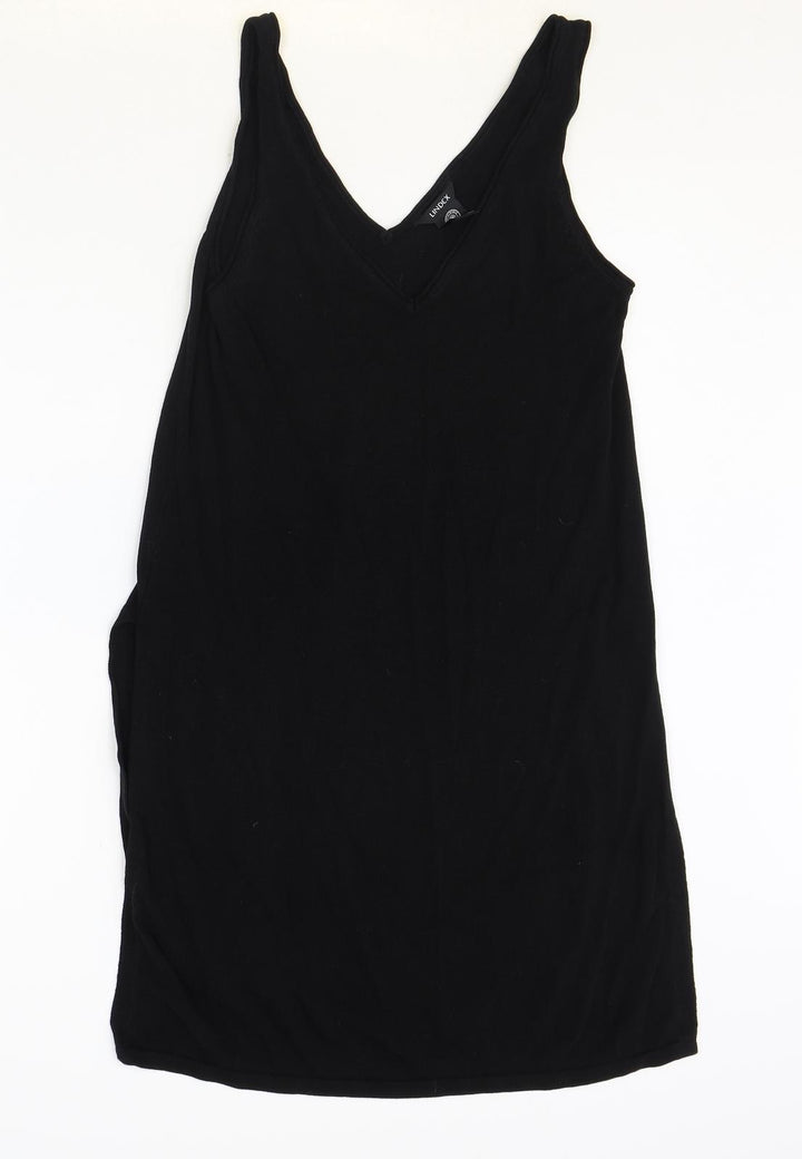 Lindex Womens Black Lyocell Shift Size S V-Neck Pullover