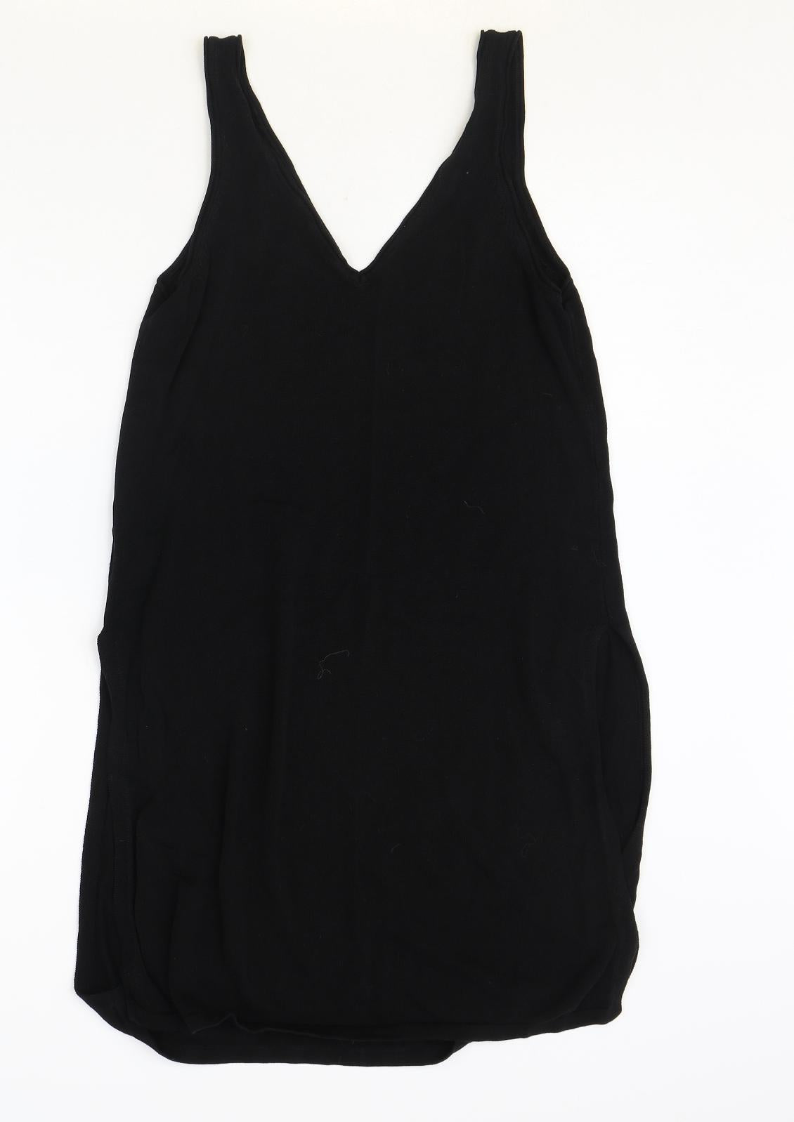 Lindex Womens Black Lyocell Shift Size S V-Neck Pullover