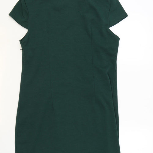 Sabrina Diamanti Womens Green Polyester Shift Size XL Roll Neck Zip