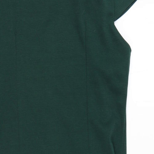 Sabrina Diamanti Womens Green Polyester Shift Size XL Roll Neck Zip