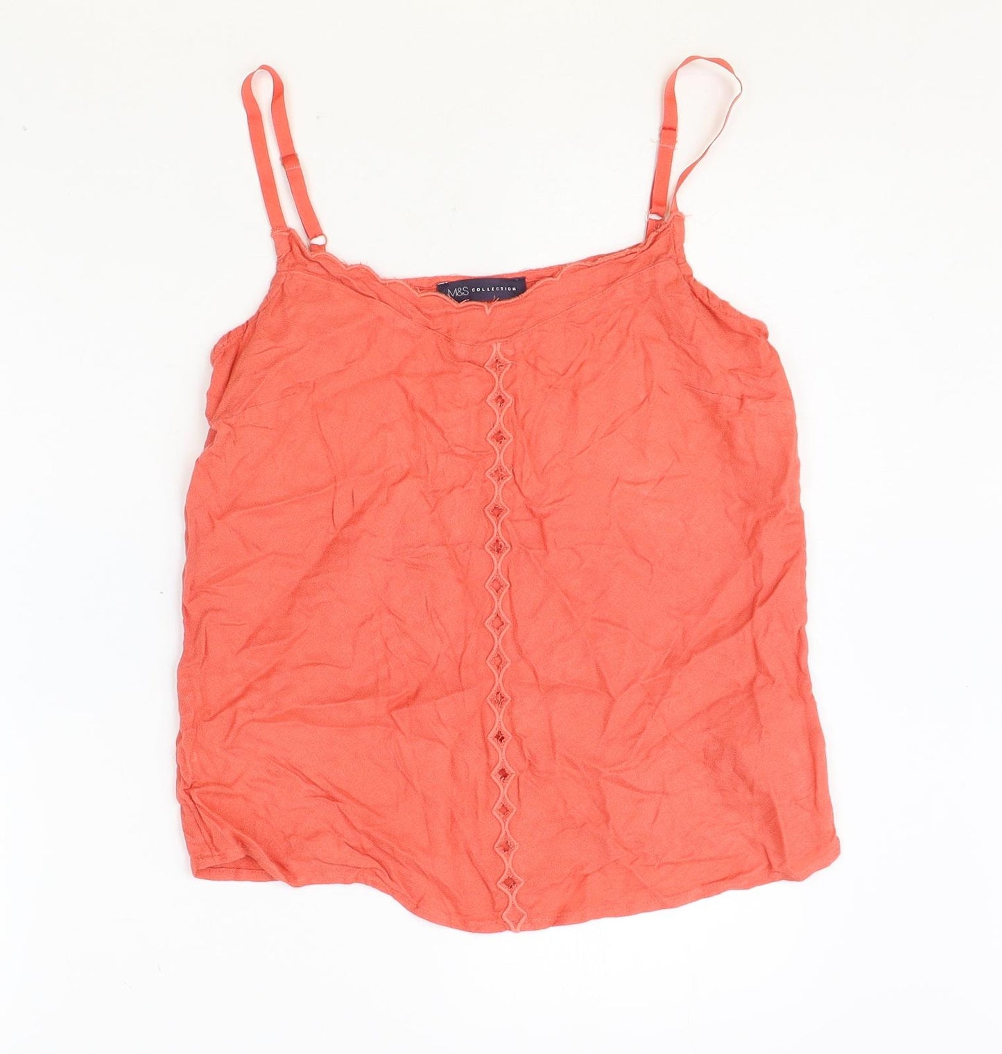 Marks and Spencer Womens Pink Viscose Basic Tank Size 10 V-Neck