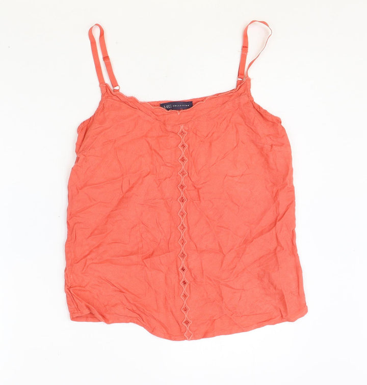 Marks and Spencer Womens Pink Viscose Basic Tank Size 10 V-Neck