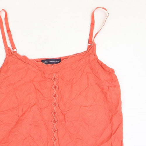 Marks and Spencer Womens Pink Viscose Basic Tank Size 10 V-Neck