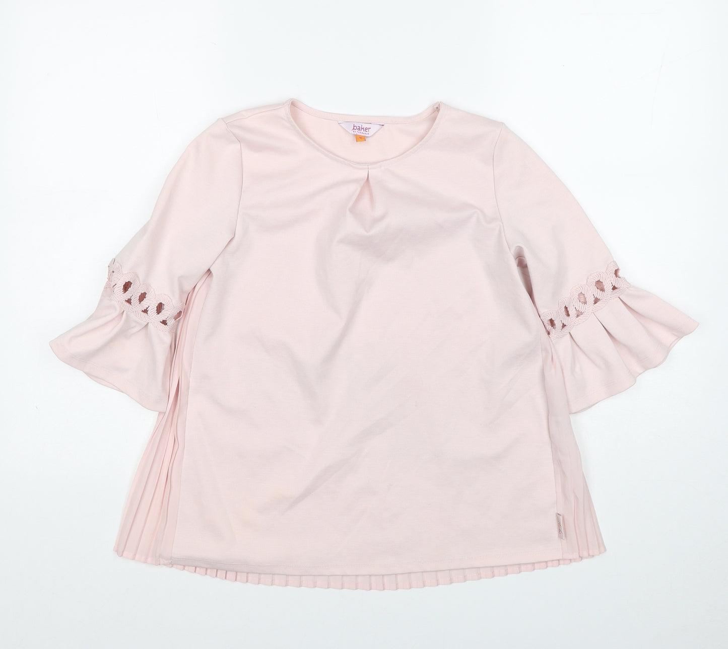 Ted Baker Girls Pink Polyester Basic Blouse Size 10 Years Round Neck Pullover