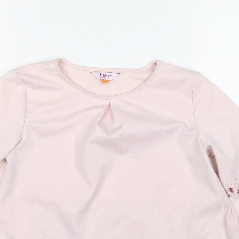 Ted Baker Girls Pink Polyester Basic Blouse Size 10 Years Round Neck Pullover