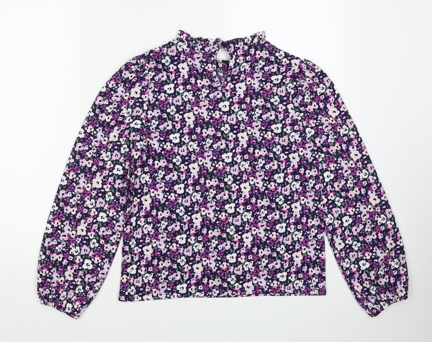 Dunnes Stores Womens Purple Geometric Polyester Basic Blouse Size XS Mock Neck
