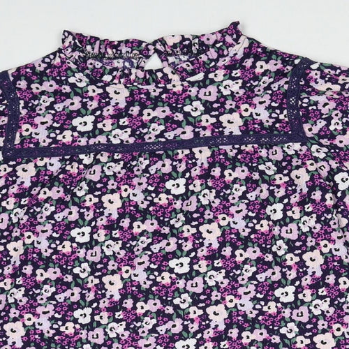Dunnes Stores Womens Purple Geometric Polyester Basic Blouse Size XS Mock Neck