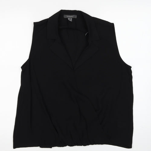 Primark Womens Black Polyester Basic Blouse Size 12 V-Neck