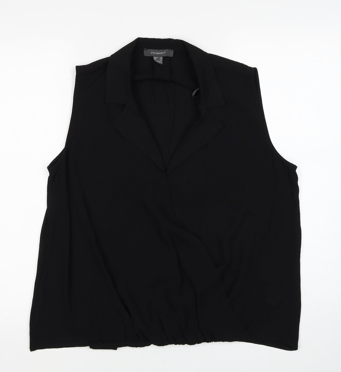 Primark Womens Black Polyester Basic Blouse Size 12 V-Neck