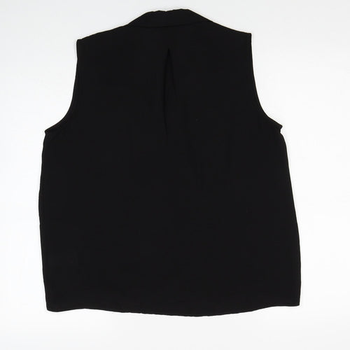 Primark Womens Black Polyester Basic Blouse Size 12 V-Neck