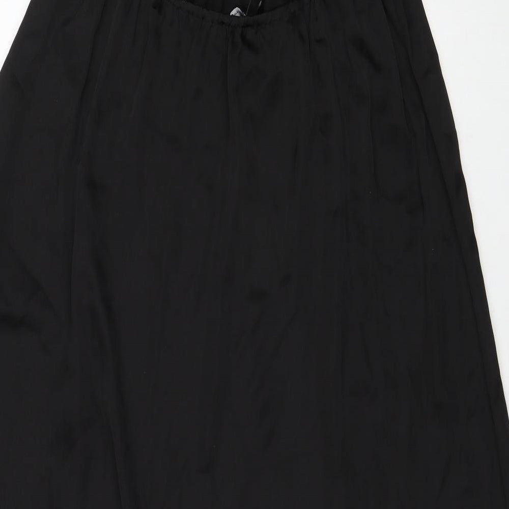 Zara Womens Black Polyester Slip Dress Size XS V-Neck Pullover