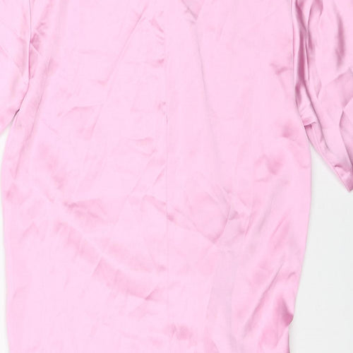 Zara Womens Pink Polyester T-Shirt Dress Size S Round Neck Zip