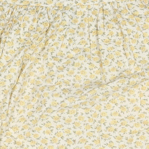 Joshann Earl Womens Yellow Floral Cotton Skater Skirt Size S Button