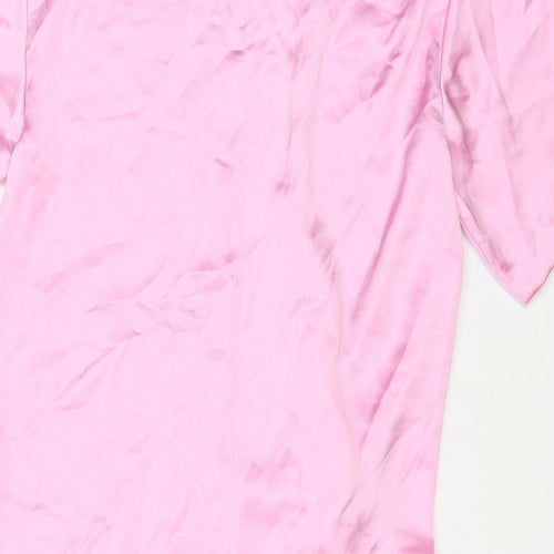 Zara Womens Pink Polyester T-Shirt Dress Size M Round Neck Zip