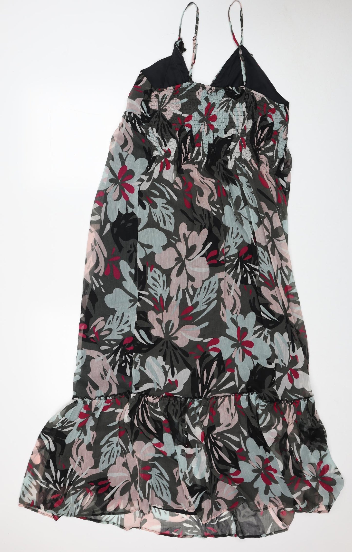 Mela London Womens Multicoloured Floral Polyester A-Line Size L V-Neck Pullover