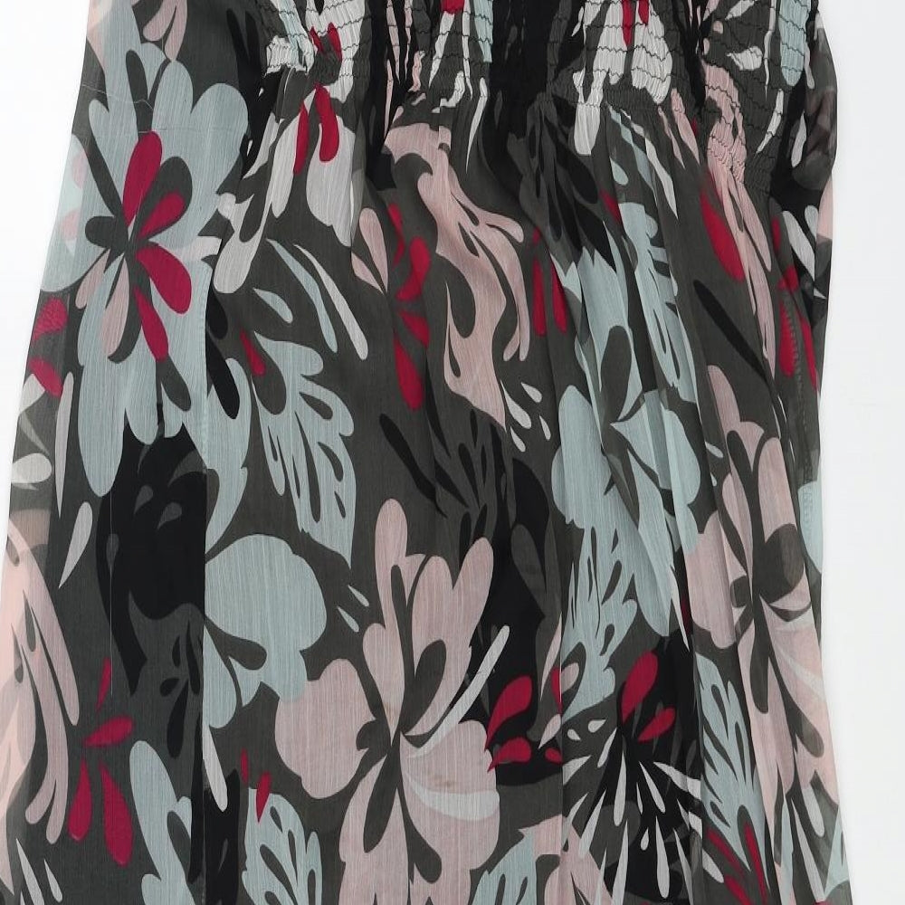 Mela London Womens Multicoloured Floral Polyester A-Line Size L V-Neck Pullover