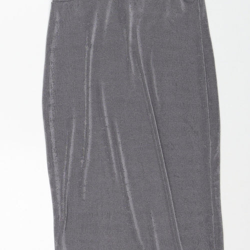 Missguided Womens Grey Polyester Pencil Dress Size 10 V-Neck Pullover