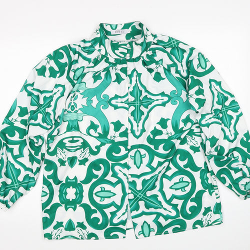 White Icy Womens Green Floral Polyester Basic Blouse Size S Round Neck
